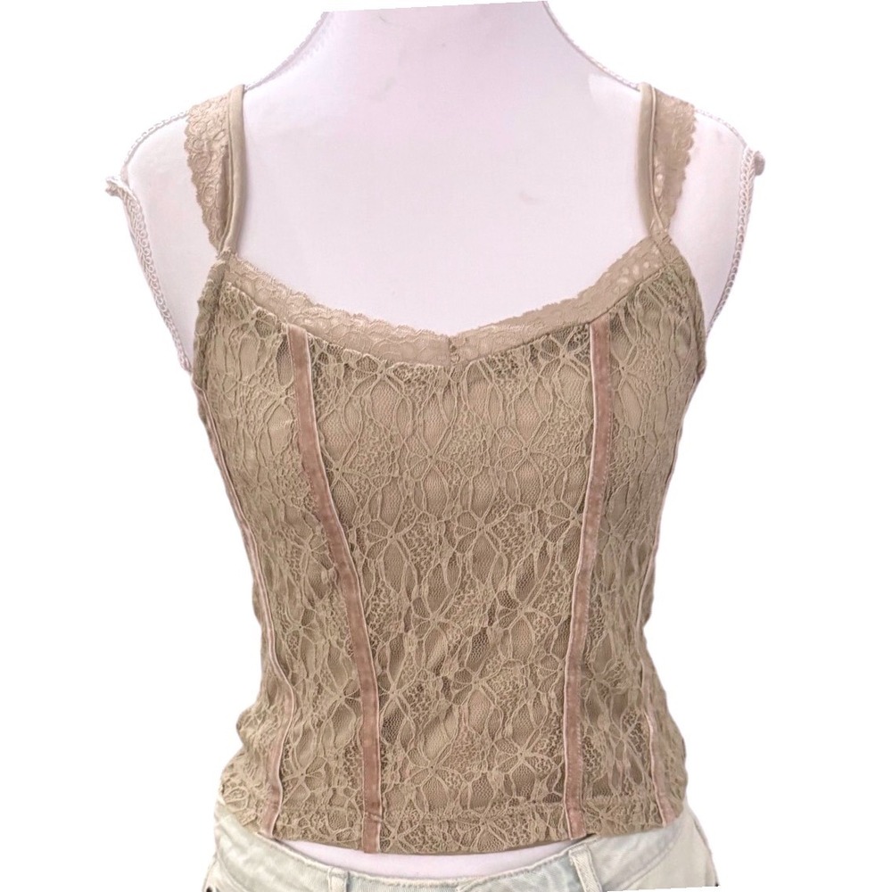 Y2K Self Esteem Lace Corset Cami Top Floral Scalloped Coquette Small